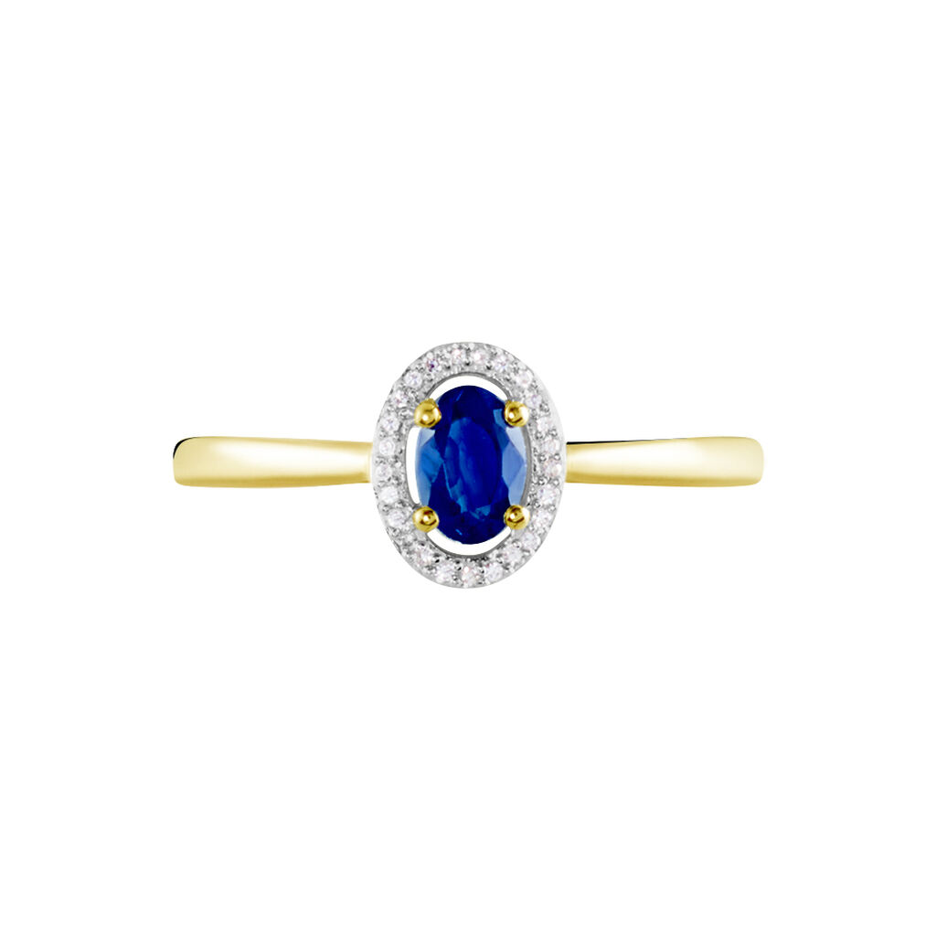 Bague Or Jaune Goulwen Saphir Ovale Et Diamants
