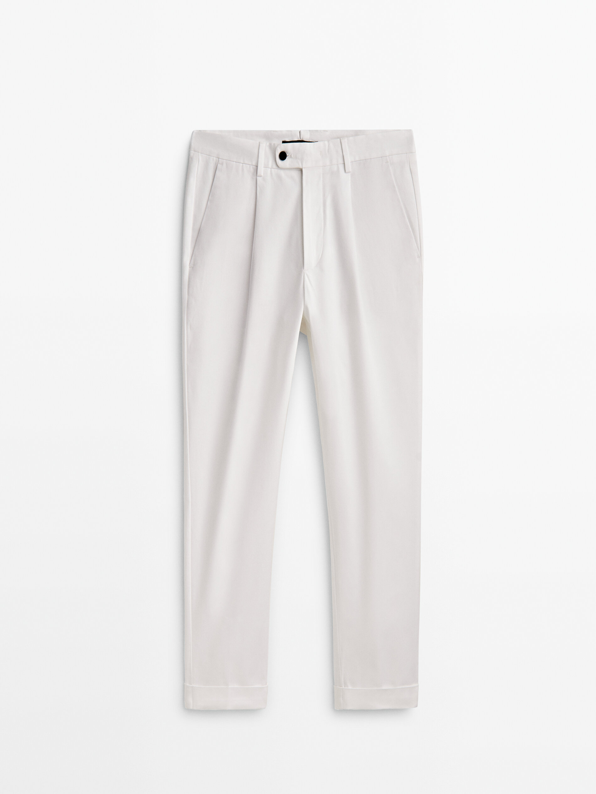Pantalón pinzas ajuste cônico -Studio - BLANCO