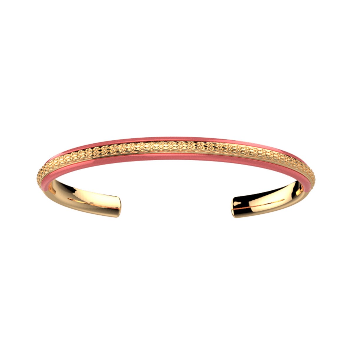 Bracelet jonc Les Georgettes collection Cadettesdoré laqué corail