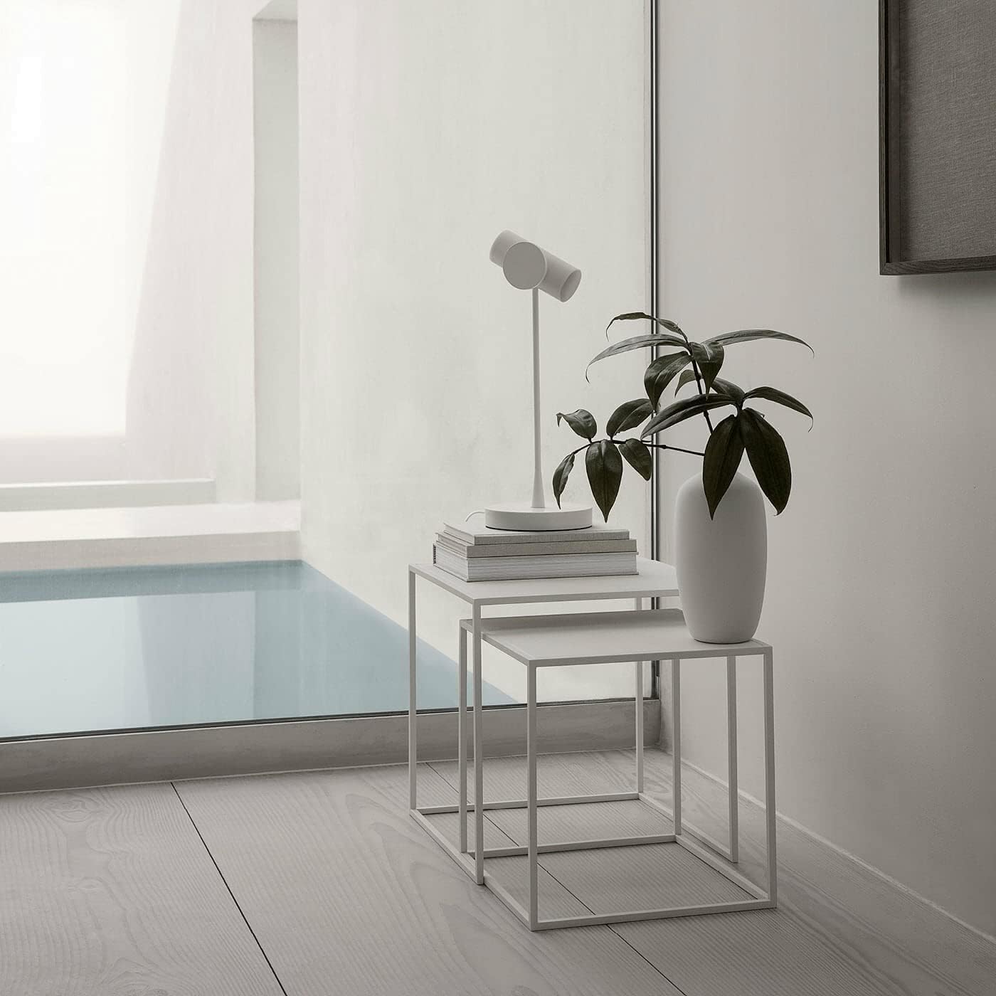 blomus 2er Set Beistelltische FERA | White | 40L x 40B x 40H cm | 35L x 35B x 35H cm | Sofatisch Weiß | Kaffeetisch aus Stahl