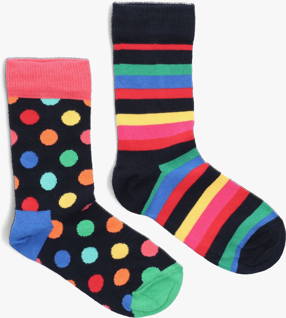 HAPPY SOCKS zwarte happy socks sokken 2-pack stripe