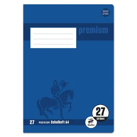 Staufen Premium Schulheft Lin27 A4 16 Blatt 90g/qm 9mm liniert mit RL