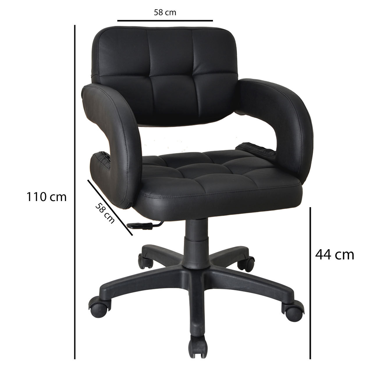 Homitis Chaise de bureau burocci noire - 58x110x58 cm