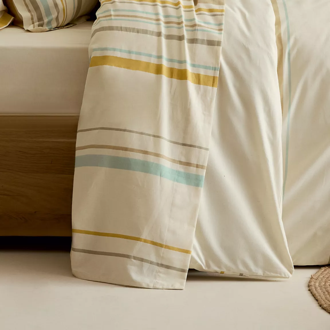Drap plat coton lavé (280 x 310 cm) Hugo Jaune moutarde