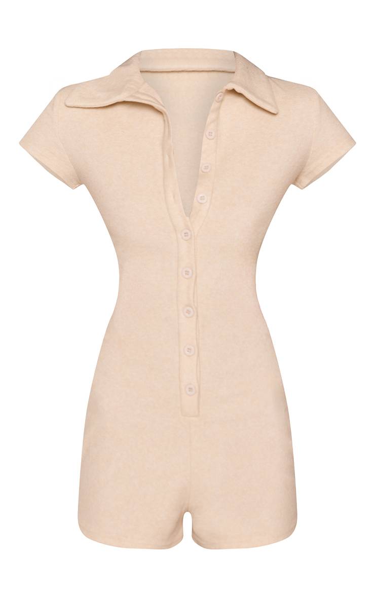 Crème Combi-short Boutonnée En Tissu Éponge