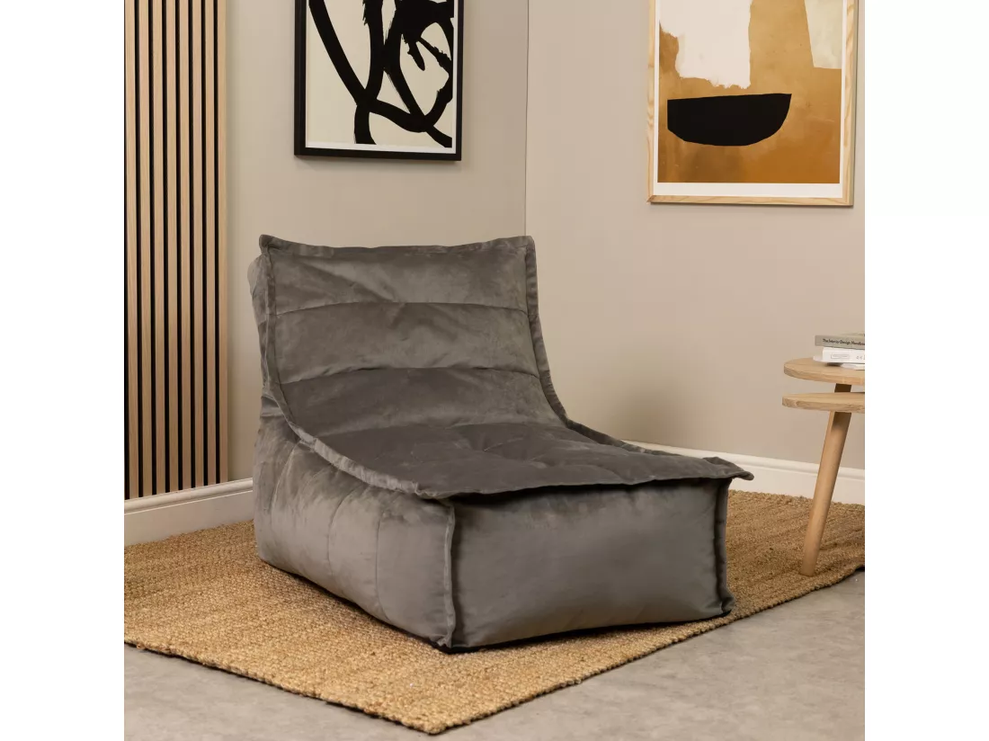 Pouf méridienne velours gris anthracite - DOLCE