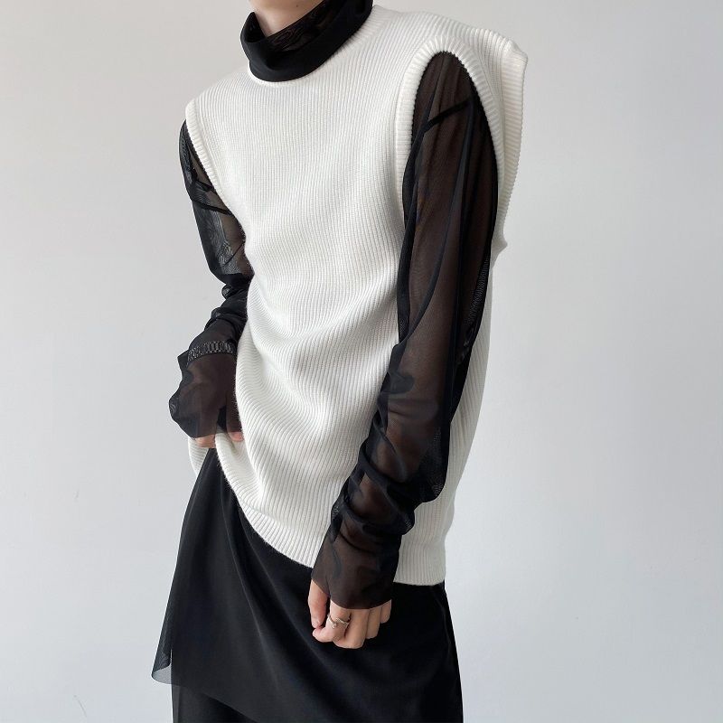 Bjorn - Lange mouwen coltrui doorschijnende mesh top