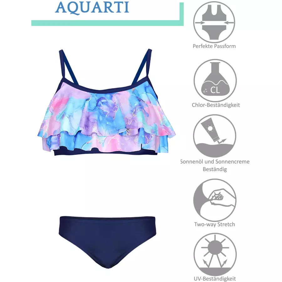 Aquarti Mädchen Bikini Set Zweiteilig Bikinislip Bustier blaulila
