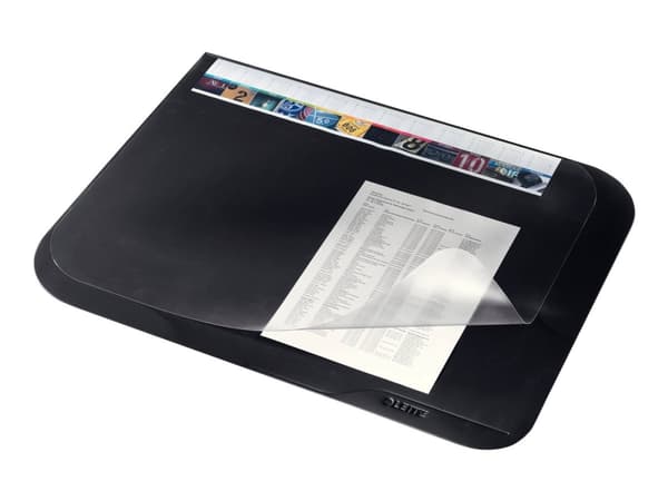 Leitz Plus - Skrivebordsmatte med gjennomsiktig belegg - 50 x 65 cm - polyvinylklorid (PVC) - svart