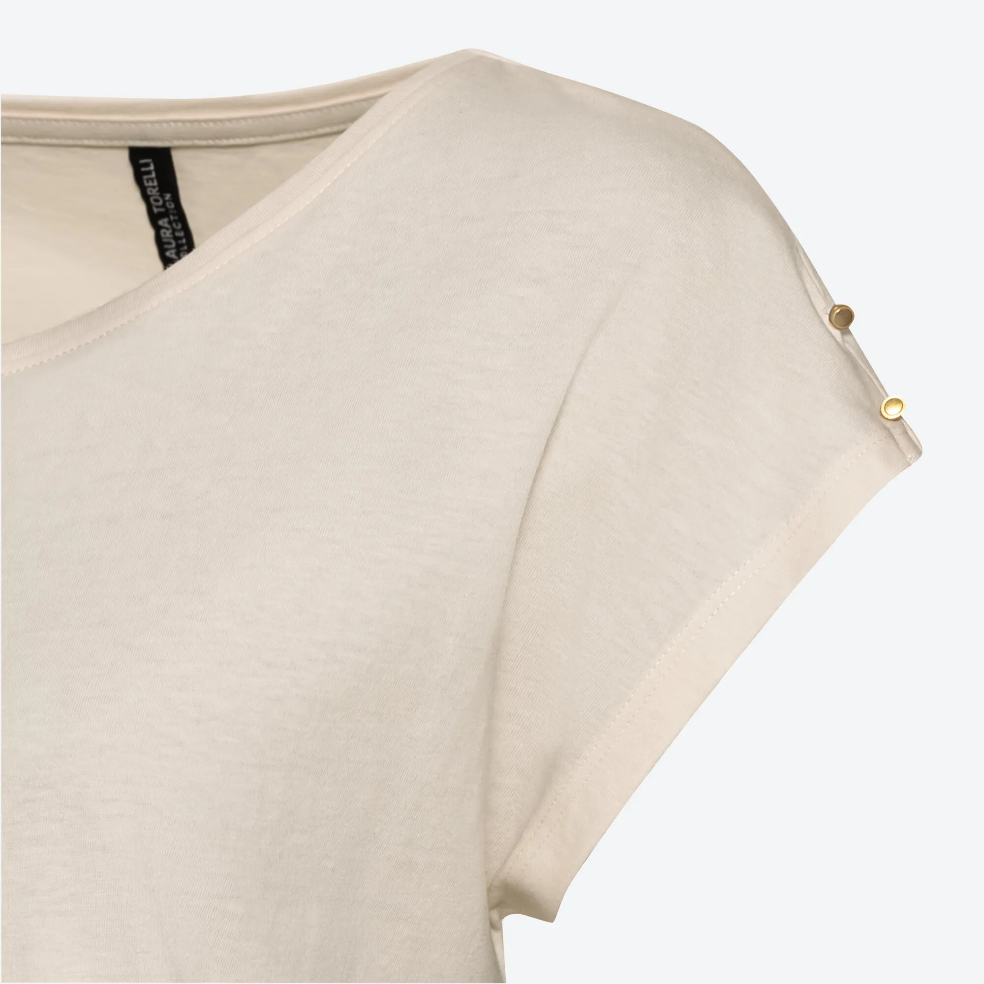 Damen-T-Shirt mit Zierknöpfen