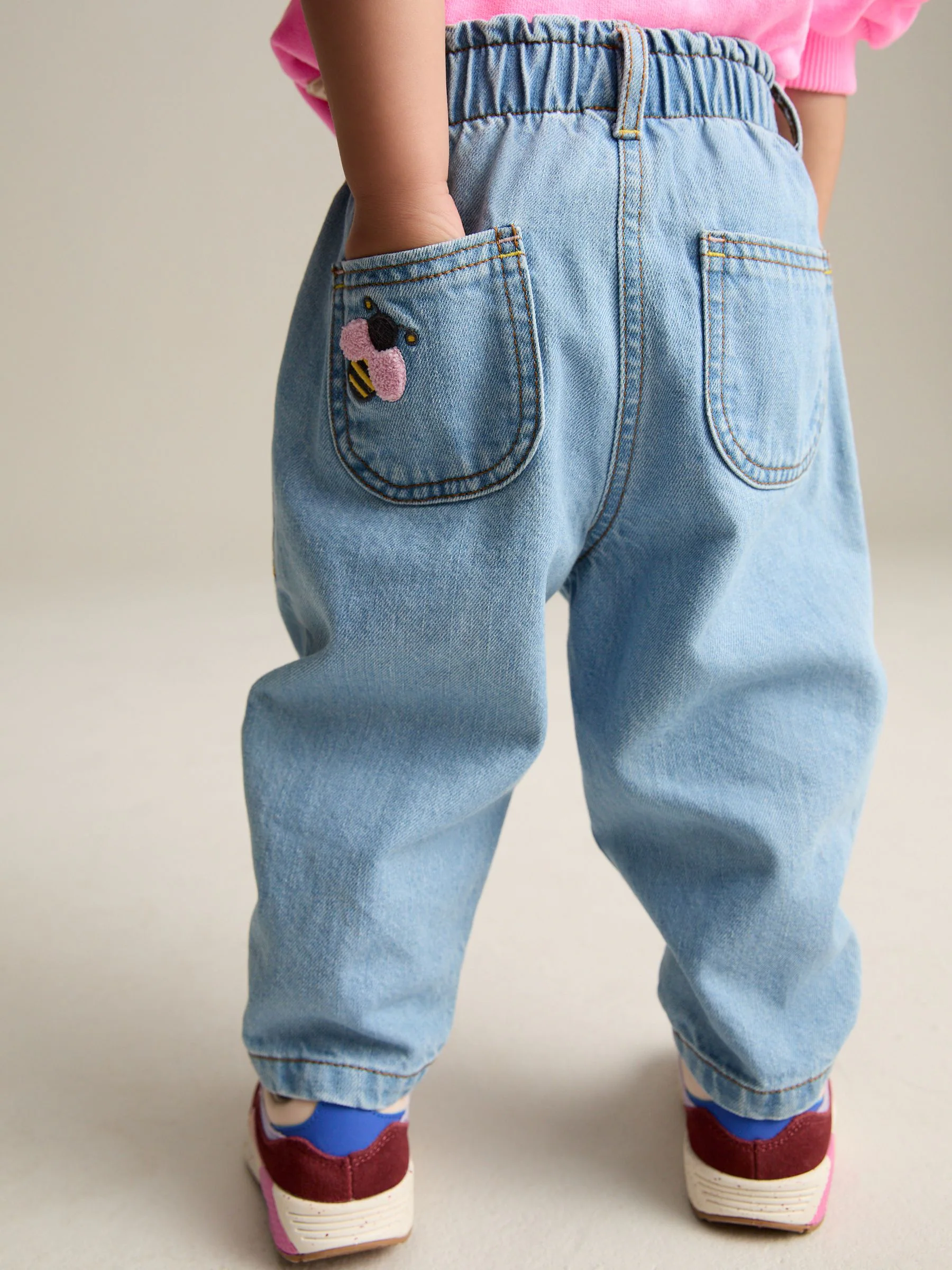 Denim - Bouclé vlinder versierde 100% katoenen jeans (3mnd-7jr)