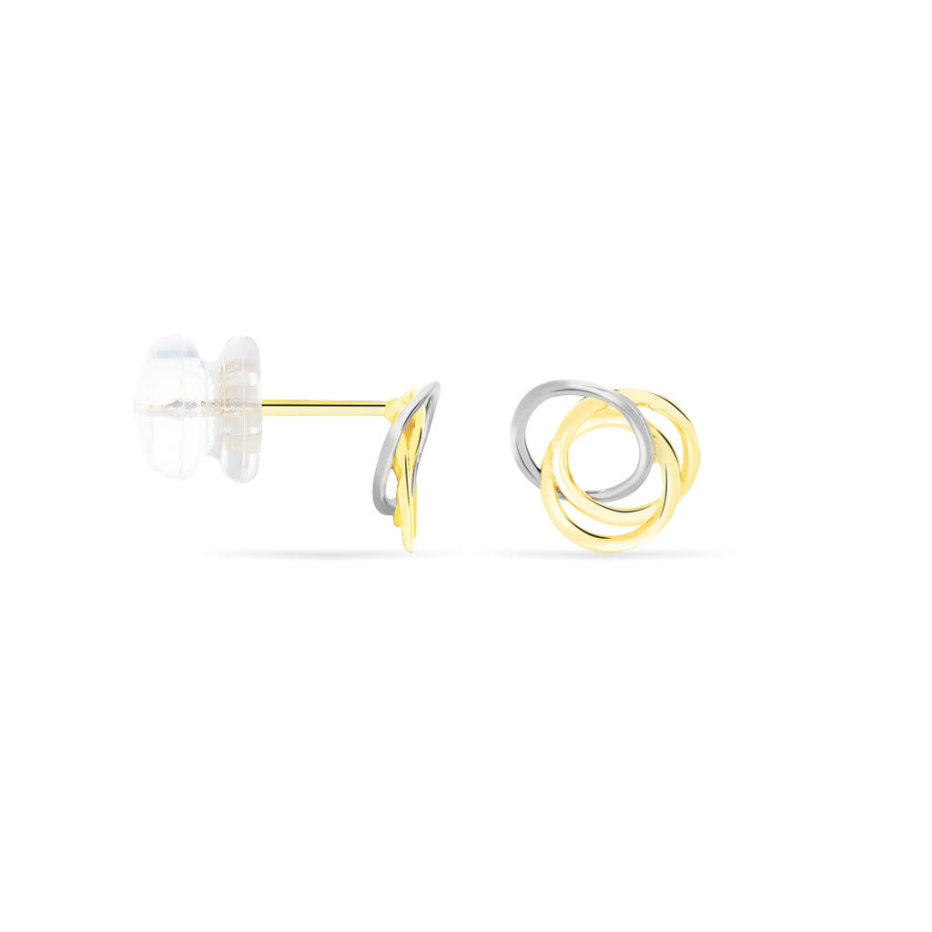 Boucles D'oreilles Puces Edmee Cercle Or Bicolore