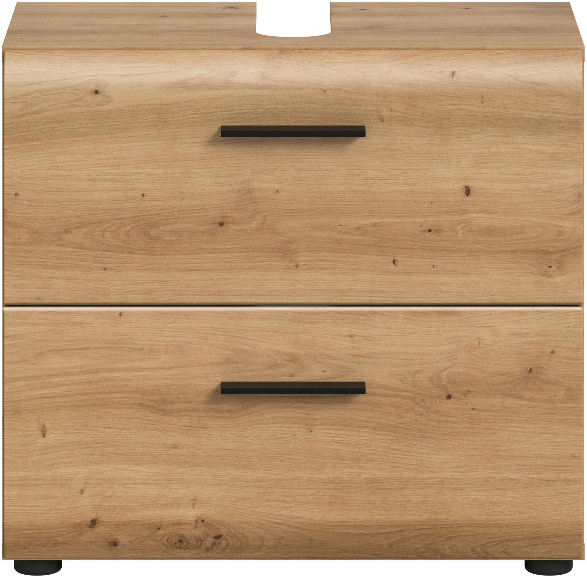 welltime Waschbeckenunterschrank »FLORENZ, TOPSELLER!, Breite 60 cm, 2 Schubkästen,ink. Siphonausschnitt« TOPSELLER!, 1 Stk. tlg. hochwertige MDF Front, Griff schwarz, Badschrank, Bad