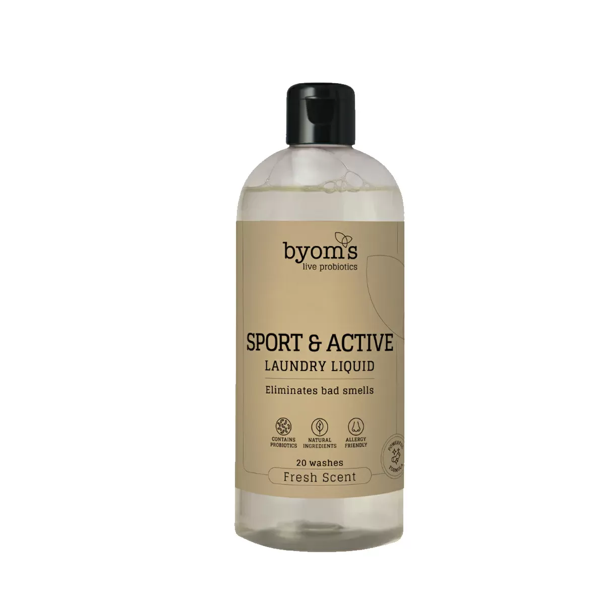 Byoms Sport & Active - Probiotic Laundry Liquid - Powerful formula - 20 vaske - 400 ml