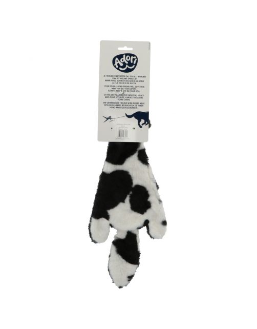 Adori Hondenspeelgoed Skinny Koe - Knuffel - 40 cm Zwart Wit
