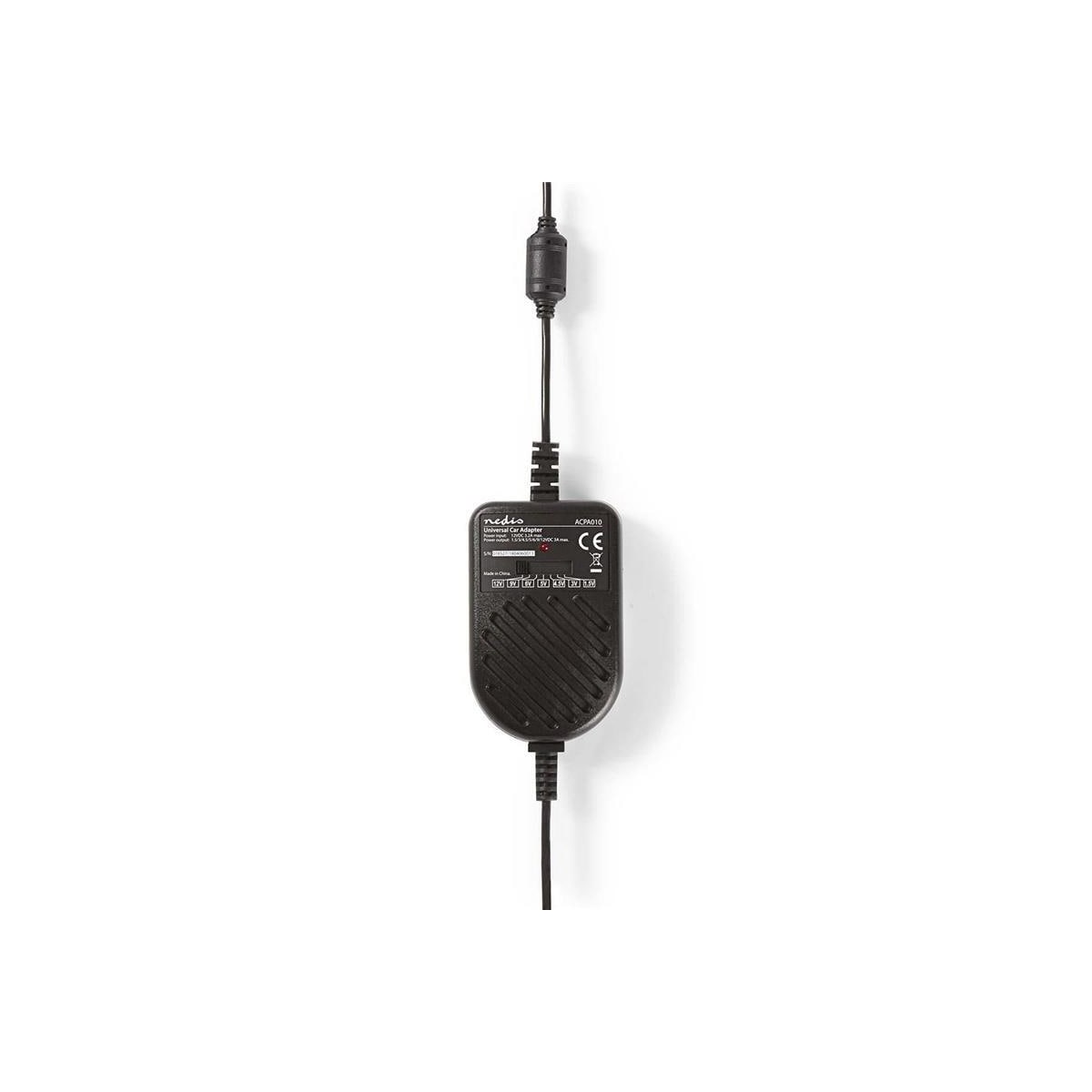 Nedis Universal AC strømadapter | 36 W | 0 - 12 V DC | 1.20 m | 5.0 A | 7 plug(s) | Sort