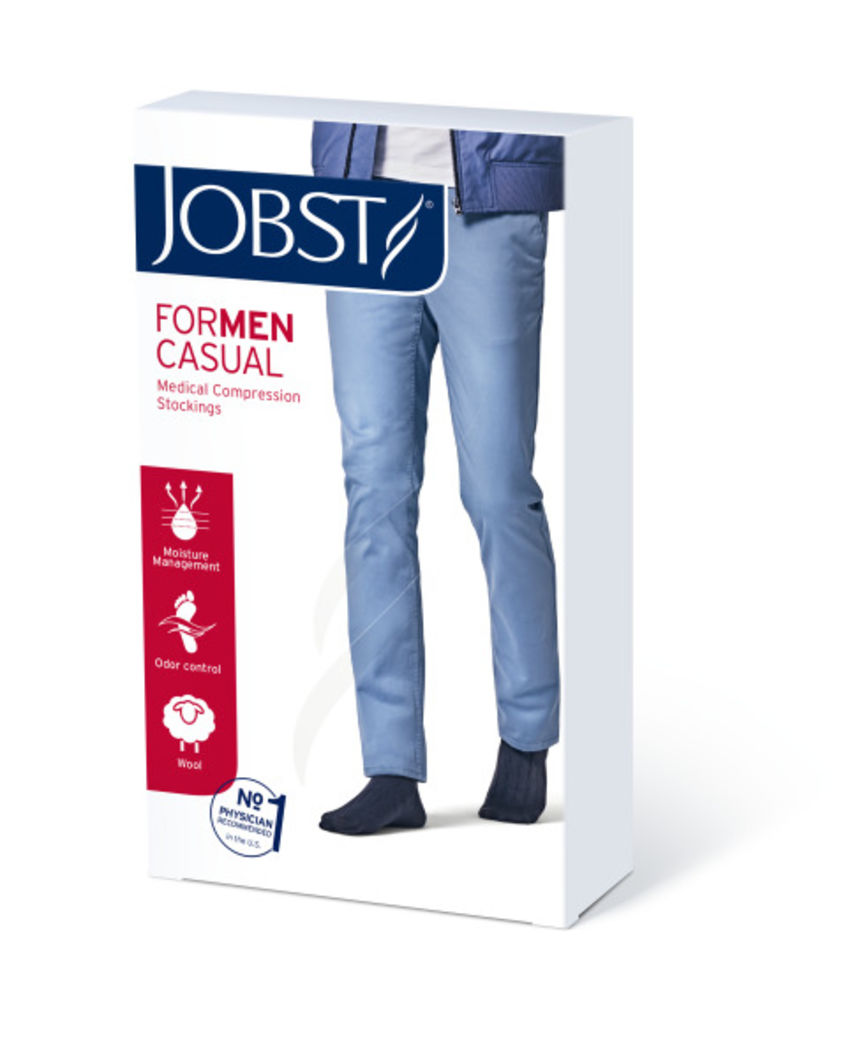 JOBST ForMen Casual klasse 2 knestrømpe sort L 1 par