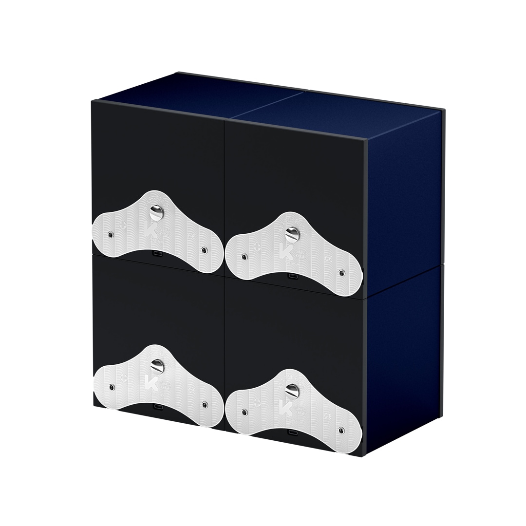 SwissKubik Masterbox Aluminium Marineblau - 4 Uhren