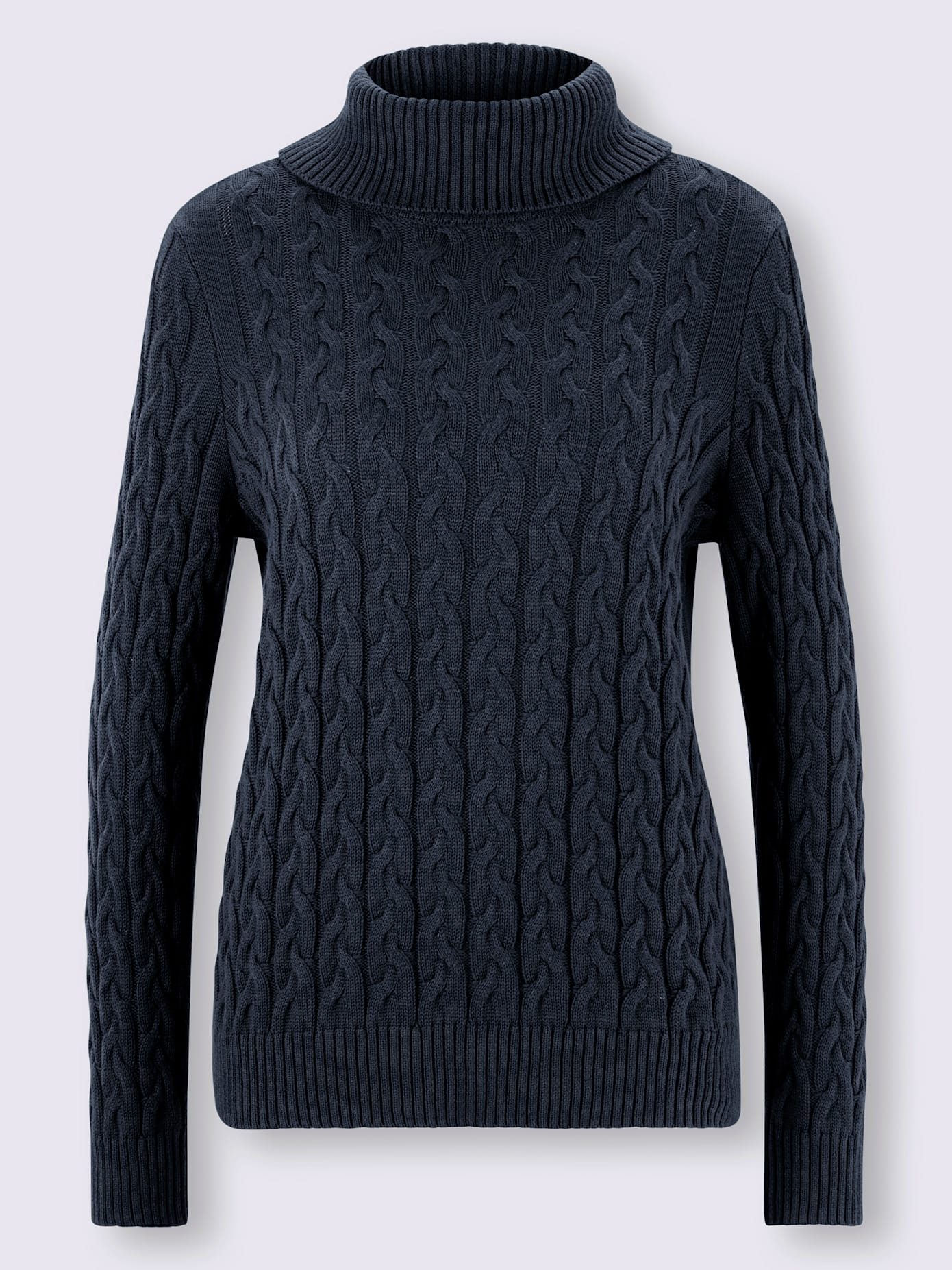 Pull col roulé motif torsadé classique