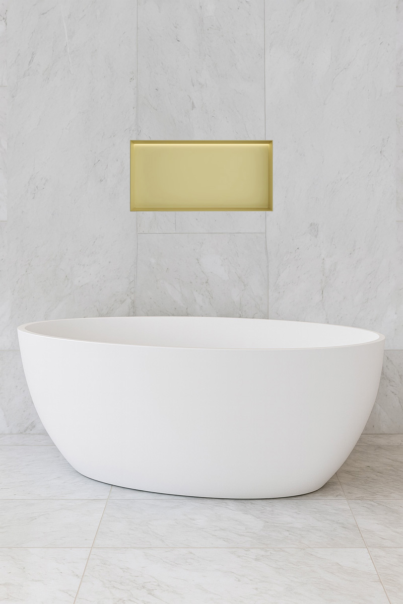 Hotbath &More frameless inbouwnis met verlichting 30x60x10cm geborsteld messing PVD