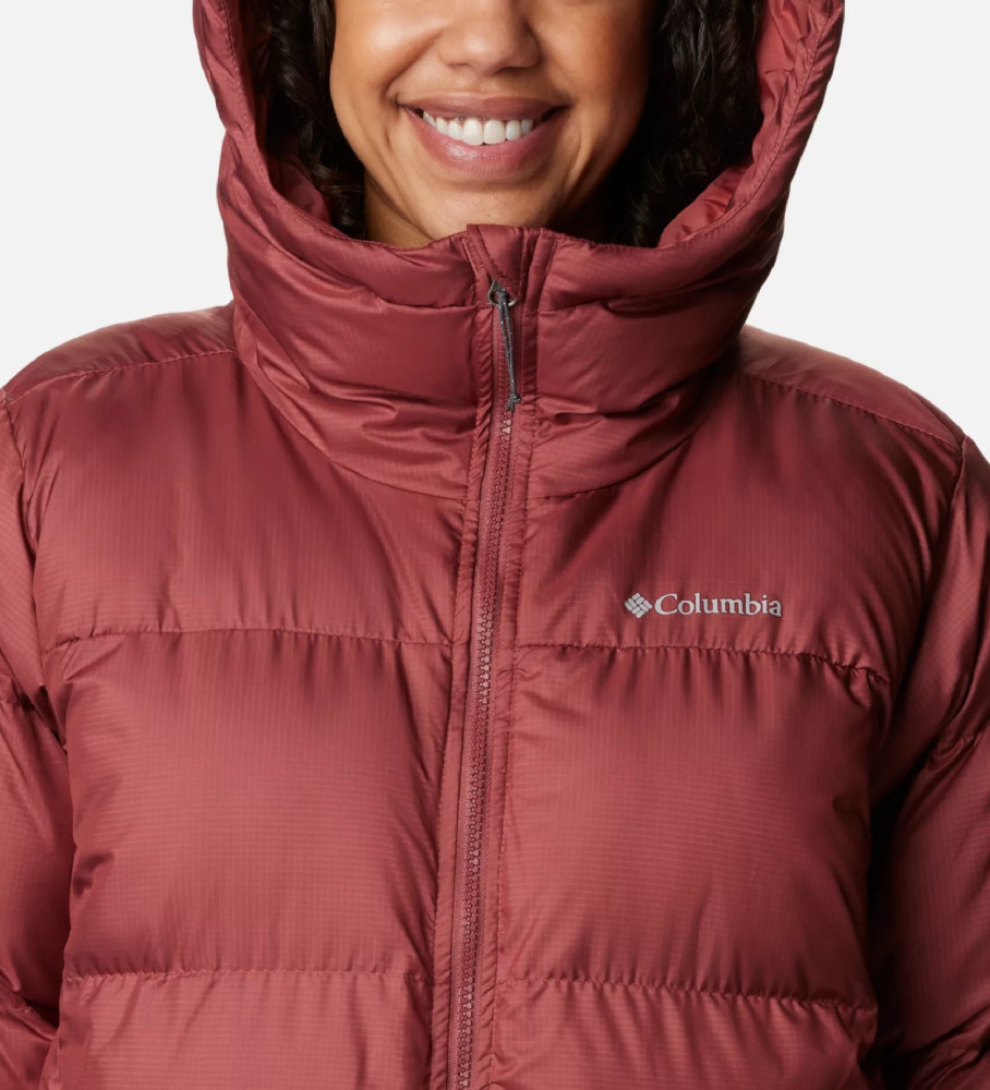 Jaqueta acolchoada longa Columbia Puffet, vermelha