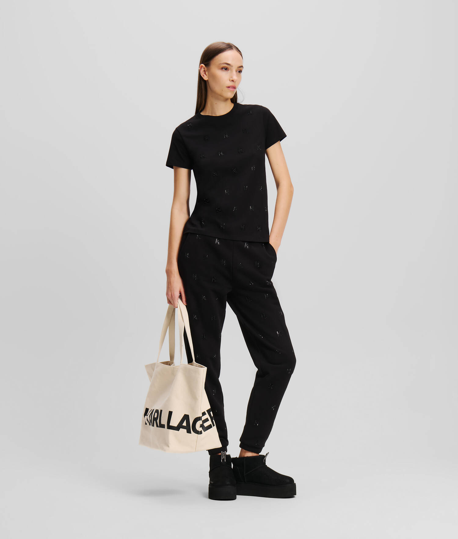 T-SHIRT AVEC STRASS KL MONOGRAM