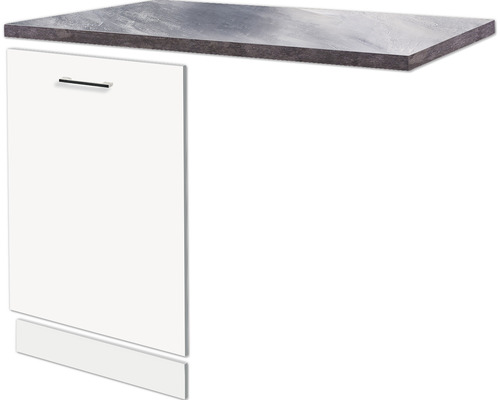 Flex Well vaatwasserpaneel inclusief plint en werkblad. Vaatwasserpaneel voor volledig geïntegreerde vaatwassers Lucca, BxDxH 110 x 60 x 85 cm, mat wit, gedemonteerd, scharnier omkeerbaar (links of rechts te monteren).