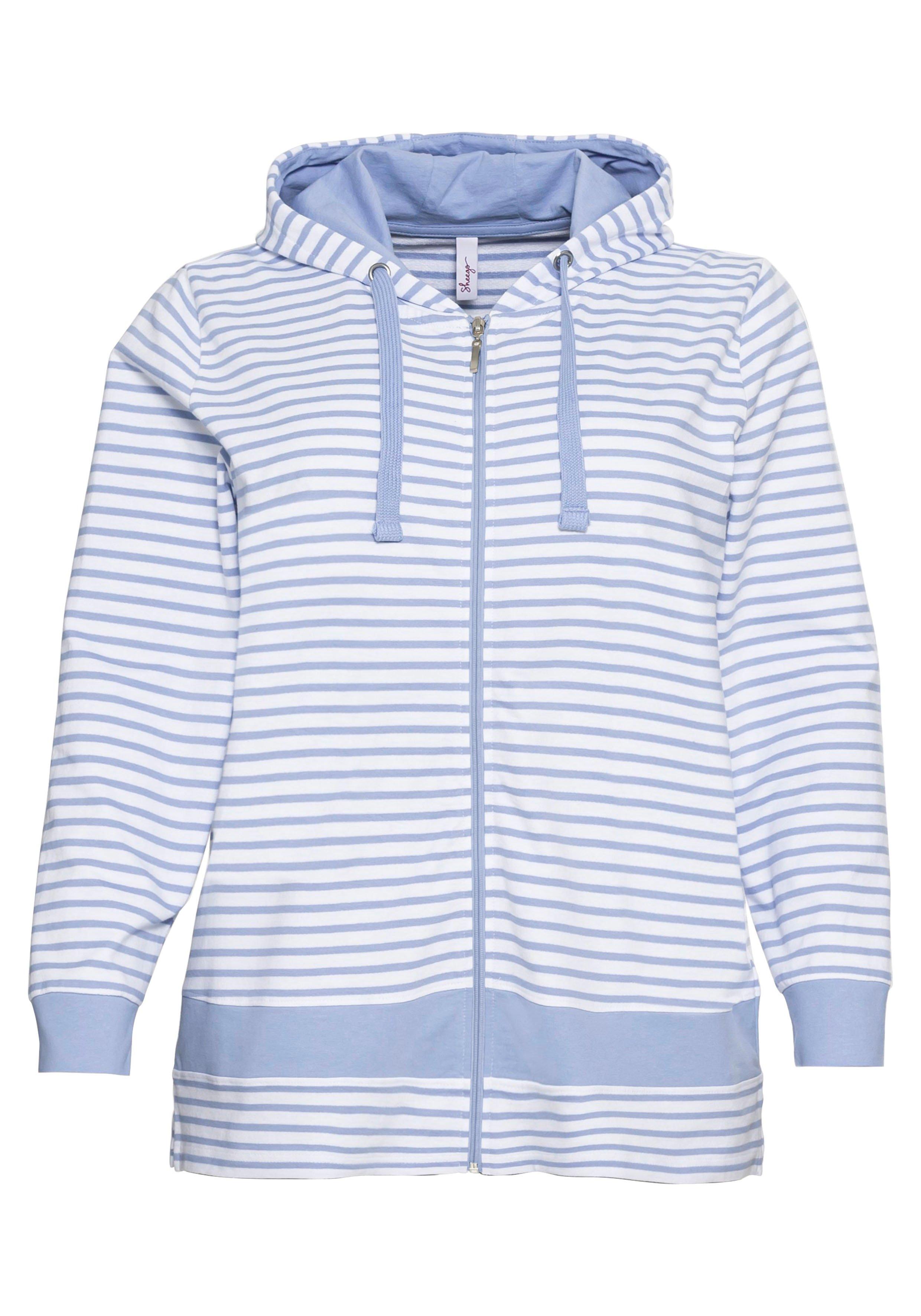 Geringelte Sweatjacke mit Kapuze