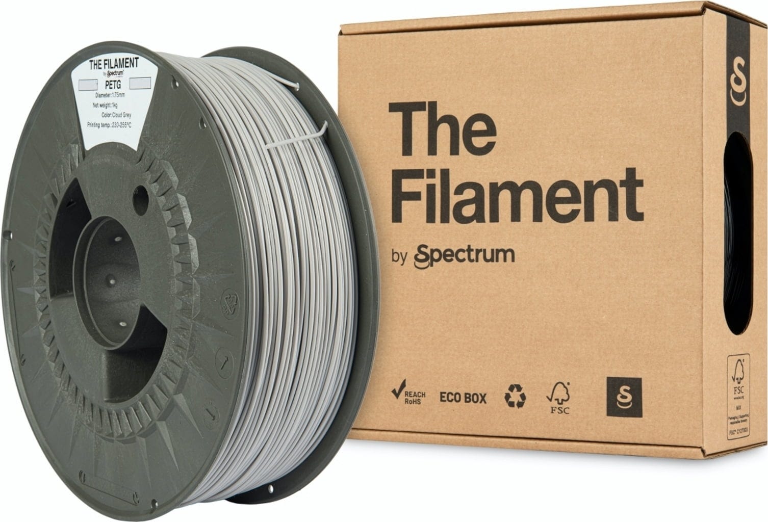 The Filament  PETG Cloud Grey, 1,75 mm / 1000 g    Erschwingliches PETG in Cloud Grey