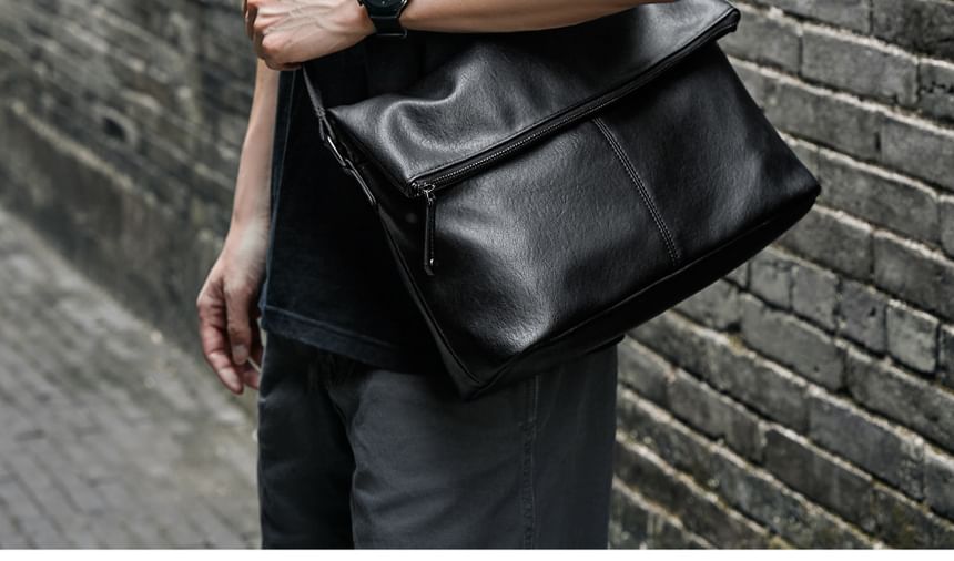 Wavecho - Effen imitatieleren crossbodytas