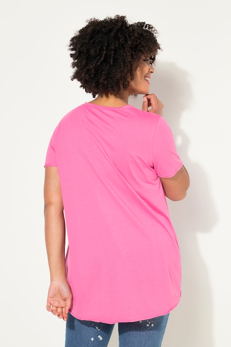 T-Shirt, LOVE-Schriftzug, V-Ausschnitt, Halbarm