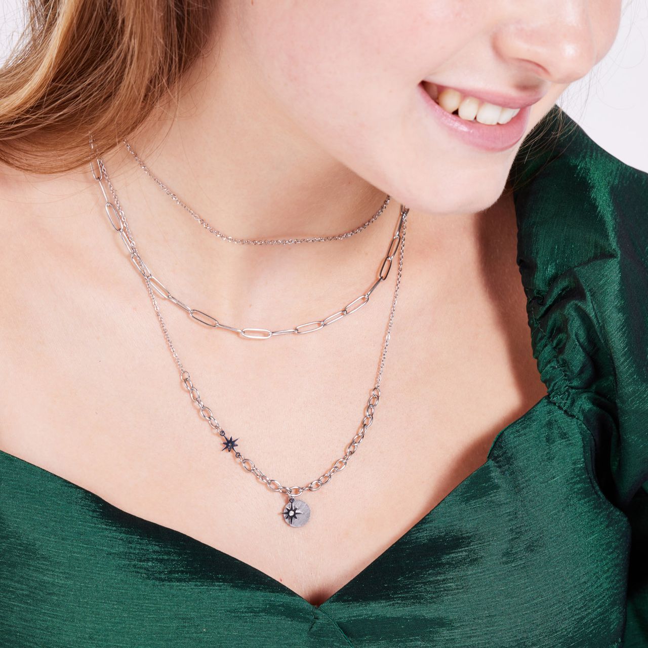 Gerecycled stalen ketting met munt en ster