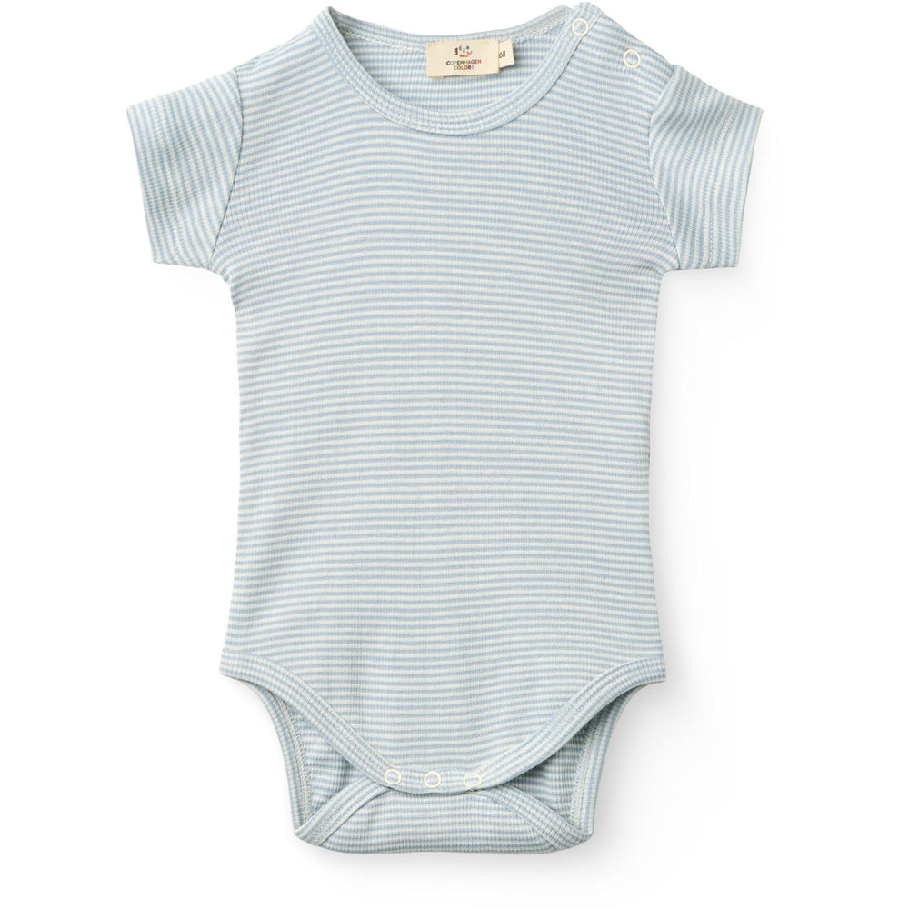 Køb COPENHAGEN COLORS Dusty Blue Stripe Stripe Modal Rib Ss Body