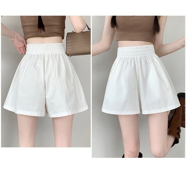 Klevy - Hoge taille effen shorts met wijde pijpen