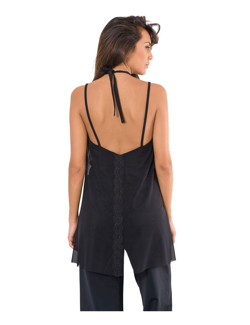 HBT TOP RÉSILLE & DENIM JANIS ROCK NOIR