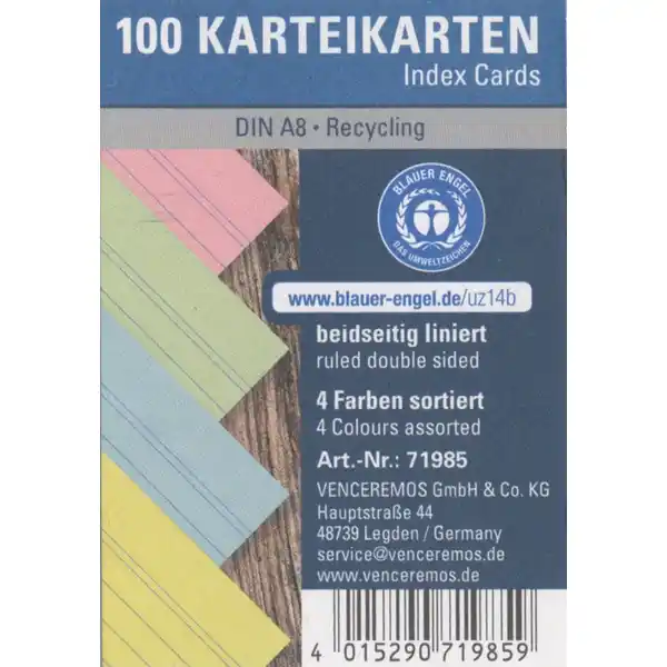 Karteikarte DIN A8, bunt