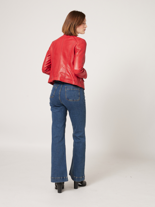 Veste en cuir détails zip