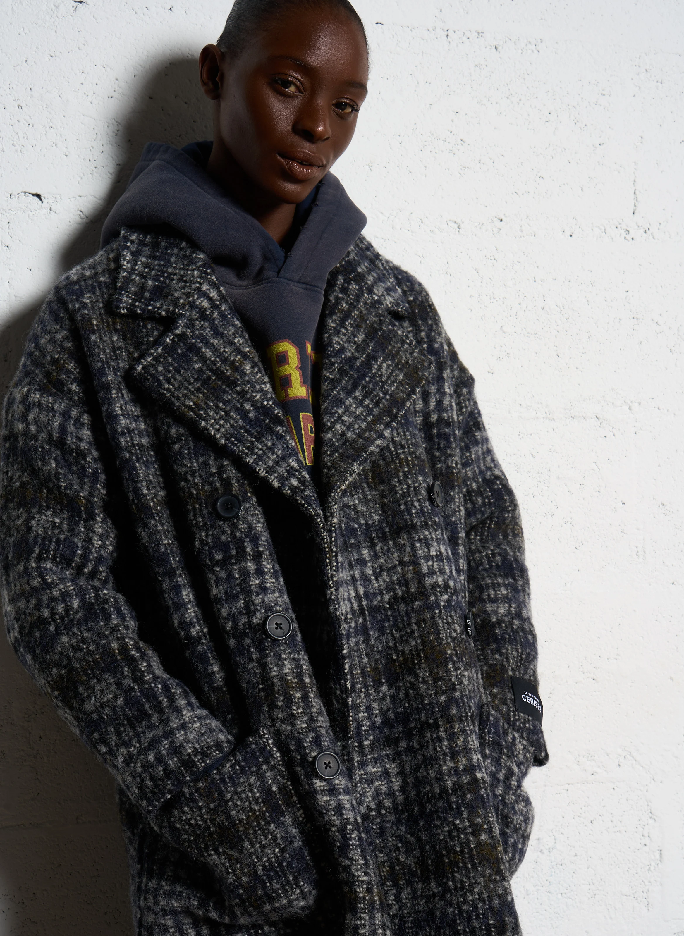 AKLYS - Manteau long col tailleur| Noir