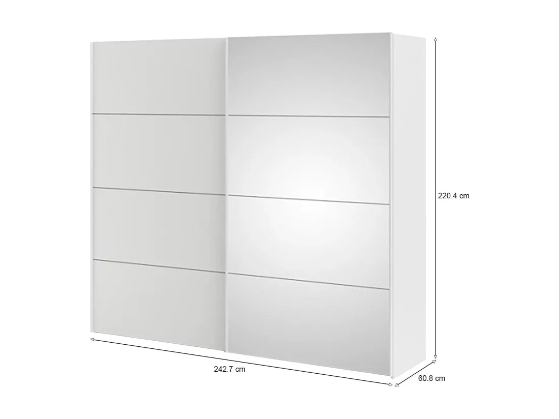 Garde-robe 2 portes Dstefan, Meubles de chambre, Penderie de plain-pied, Placard à vêtements, 243x61 h220 cm, Blanc