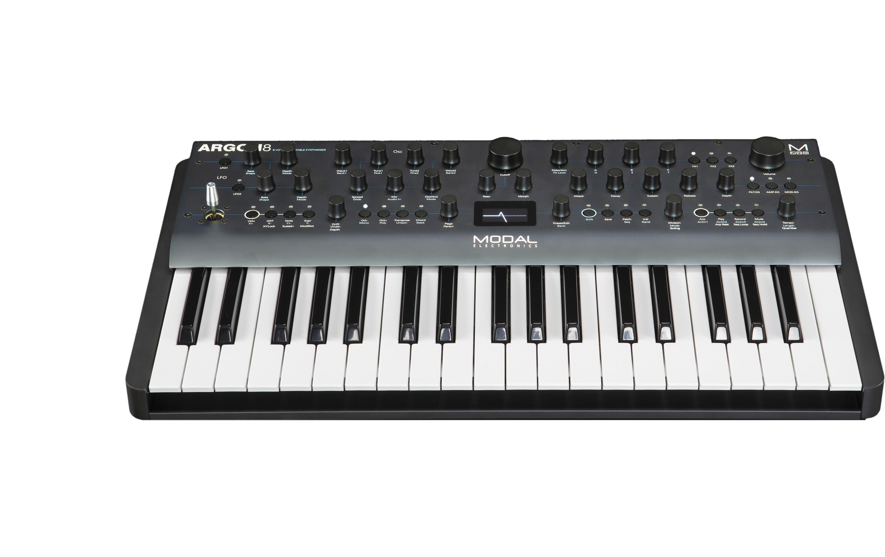 Synthesizer Argon8<br>8-stimmiger Wavetable-Synthesizer mit 37-Noten-Tastatur