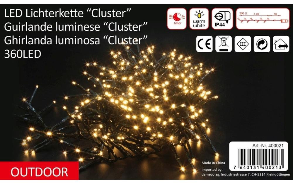 LED-Lichterkette Cluster 360 LED, 3.6 m, OutdoorLED Weihnachts-Lichterkette