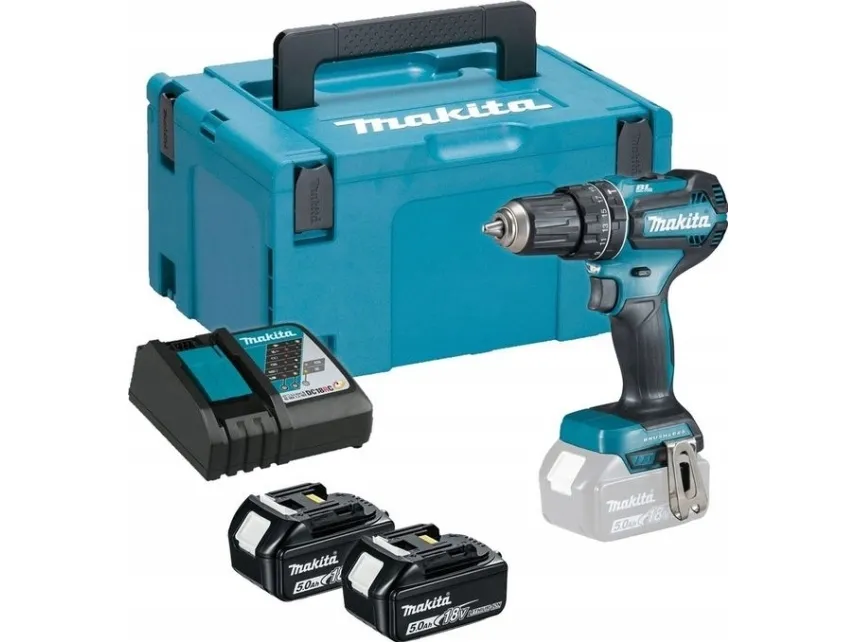 Makita DHP485RTJ - Hammerbor/skruemaskine - ledningfri - 2-hastigheders - nøgleløs borepatron 13 mm - 50 N·m - 18 V