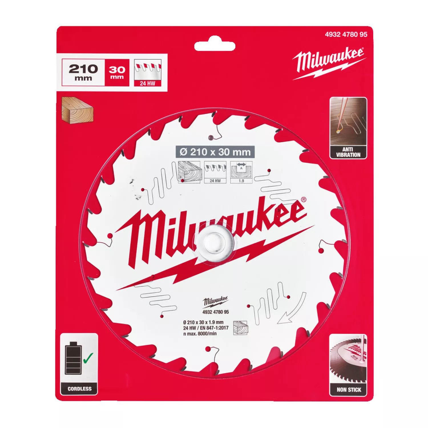 Milwaukee 4932478095 Cirkelzaagblad voor tafelzaag - 210x30x1,9mm - 24T