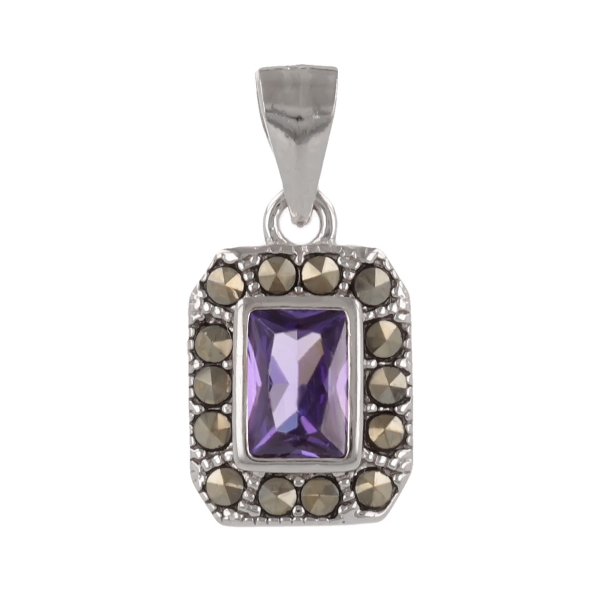 Pendentif argent rhodié améthyste cubic zirconia