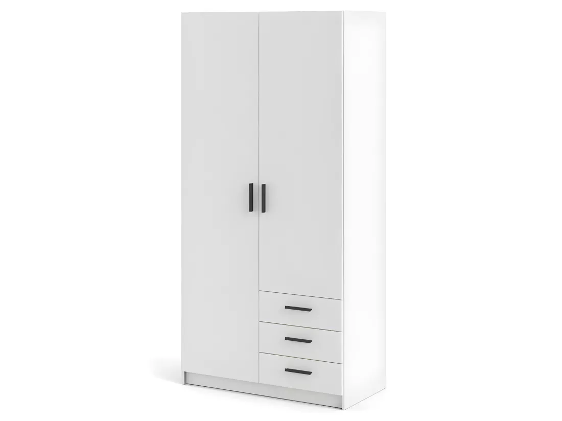 Spell Armoire 2 portes et 3 tiroirs, blanc.