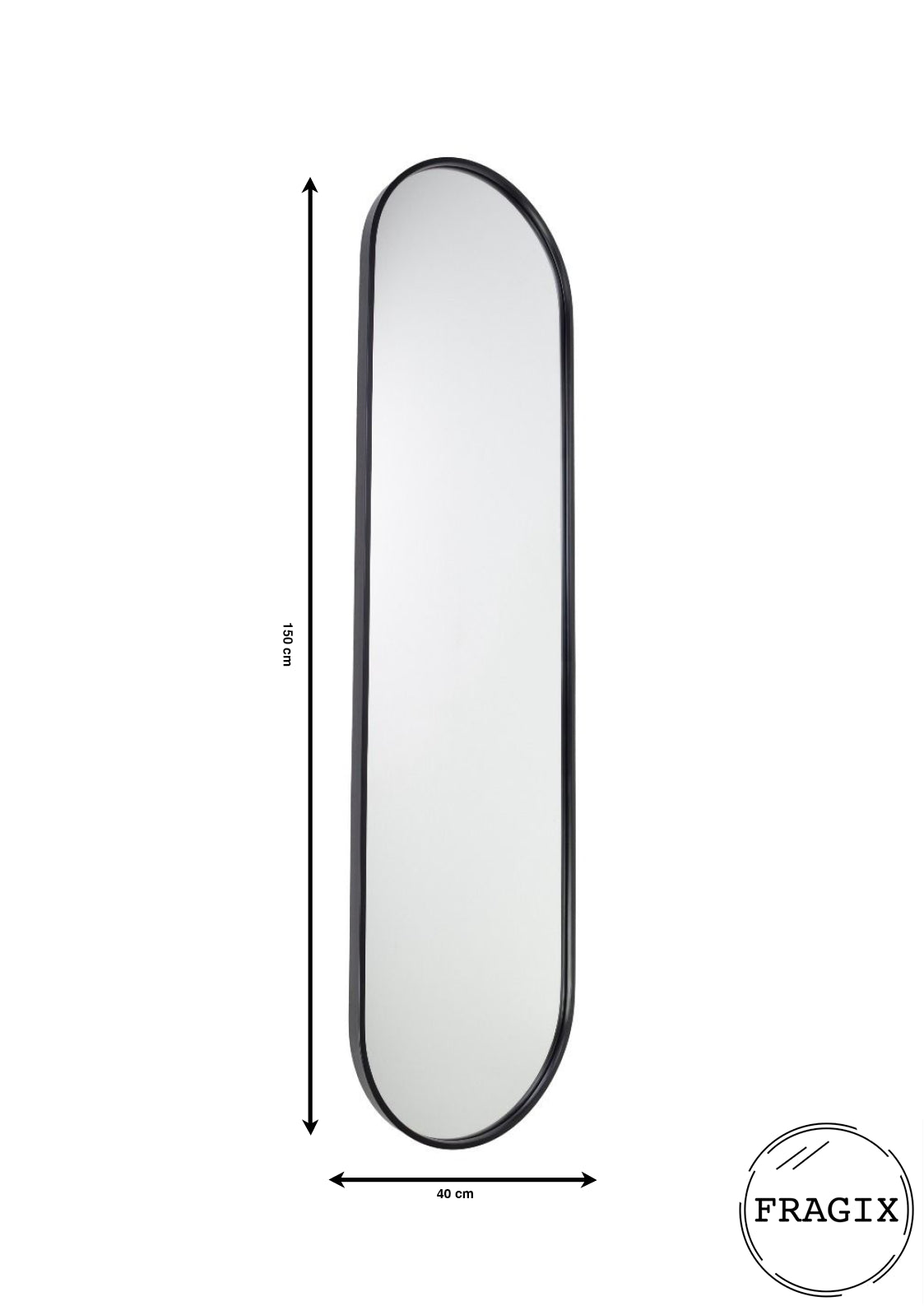 Fragix Boston Passpiegel Ovaal - Zwart - Metaal - 150x40
