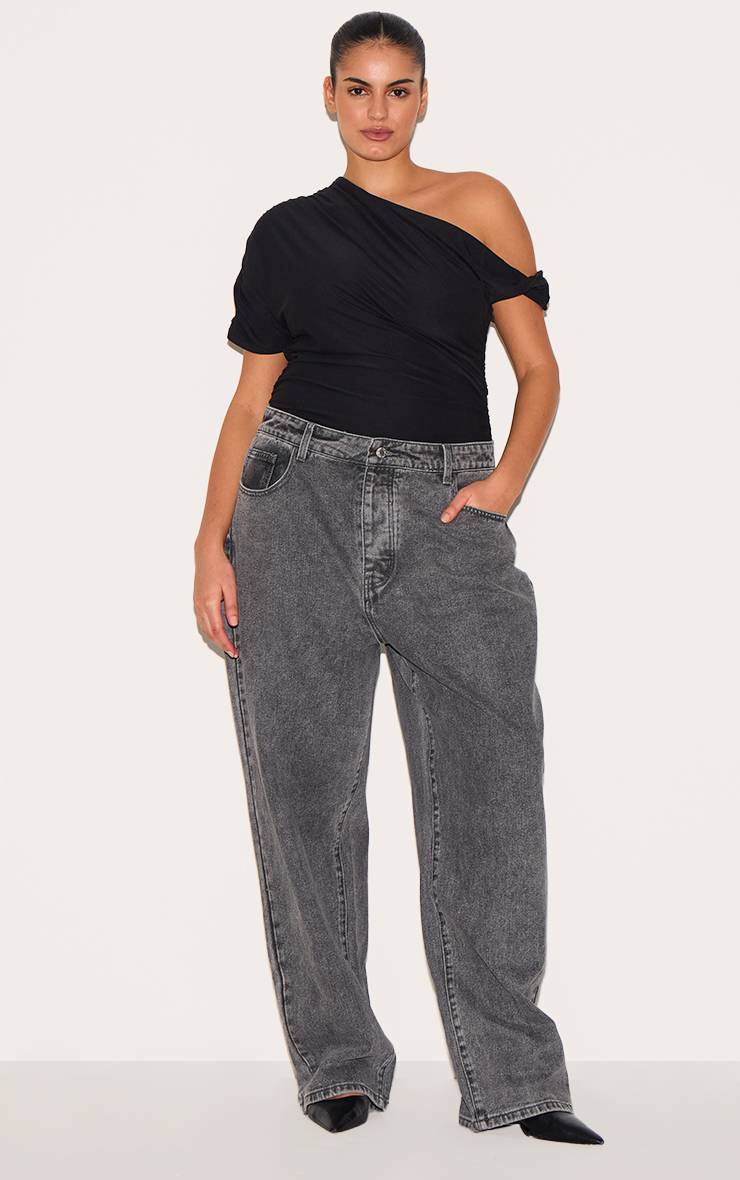 Noir Body Grande Taille À Détail Torsadé En Tissu Doux Au Toucher