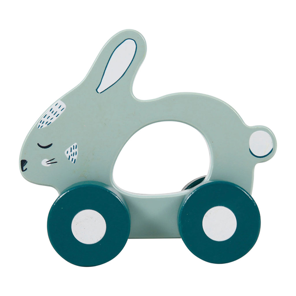 Jeu d'éveil lapin roulant bois enfant 12x10x5cm