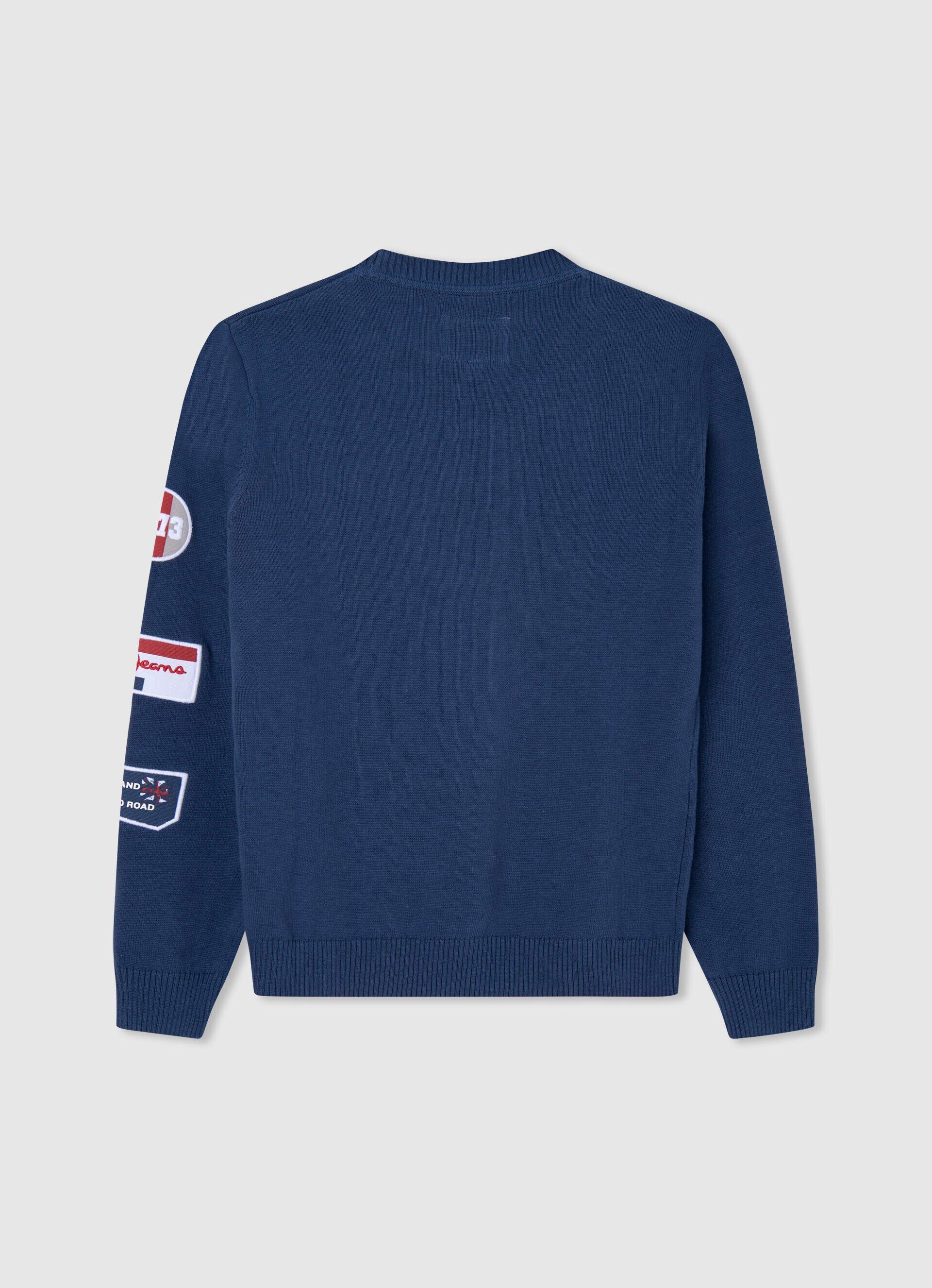 Malha de algodão com detalhes em patch - Azul Jarman