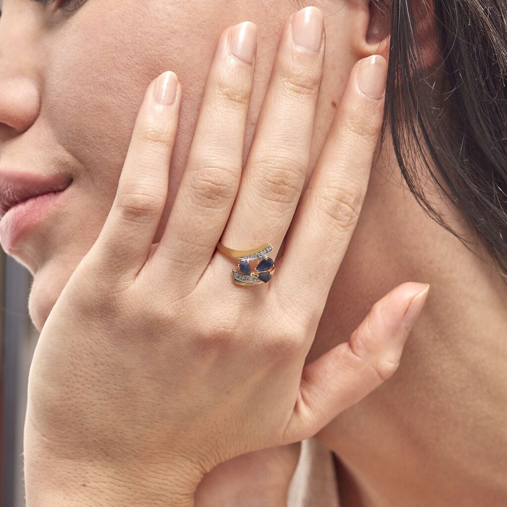 Bague Dahlia Or Jaune Saphir Diamant